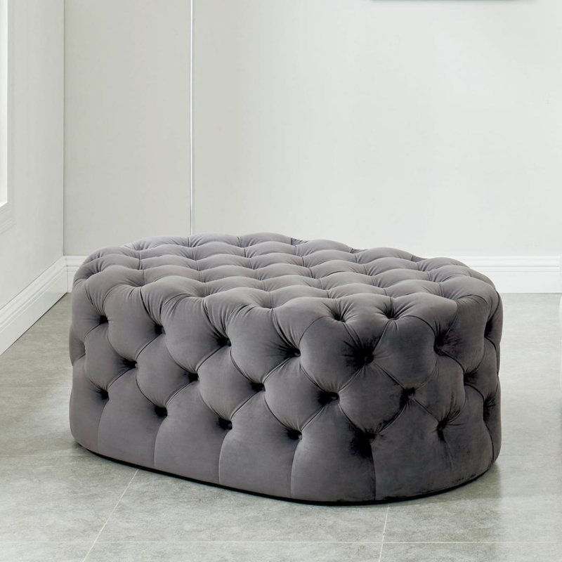 Rosdorf Park Mcclay 28" Tufted Oval Pouf Ottoman Wayfair